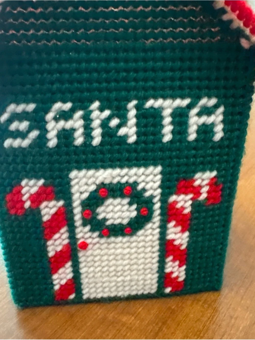 Green and Red Santa House Holiday Tissue Box Cover